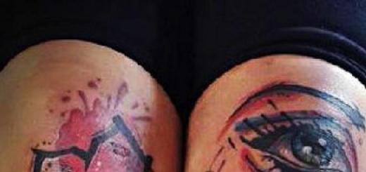 Татуировка на звезда на коленете.  Татуировка на коляното.  Значението на татуировката на коленете.  Дизайн и снимки на татуировка на коляното