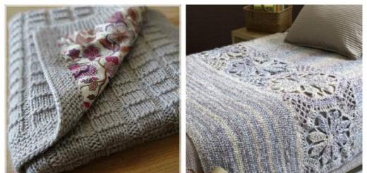 Красиви топли, големи и детски одеяла с игли за плетене с описание и модели за плетене